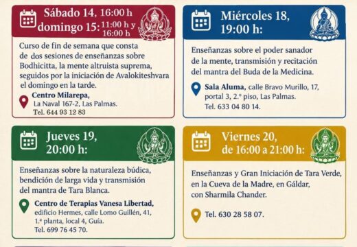Event image for Monje Tibetano ofrece enseñanzas en Gran Canaria – Varias localidades comenzando en el Centro Milarepa, Gran Canaria